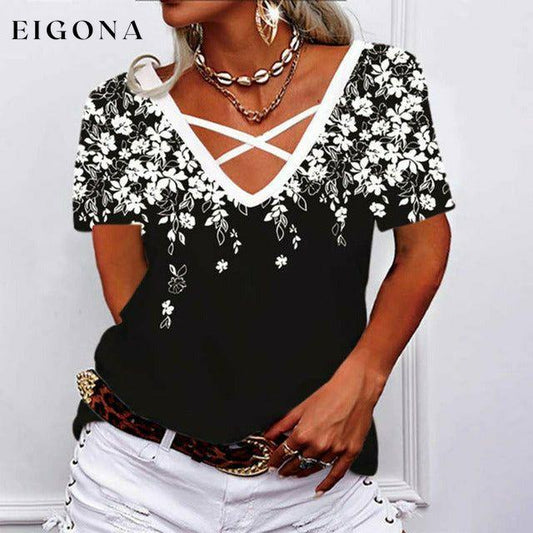 Floral Print Elegant T-Shirt White Best Sellings clothes Plus Size Sale tops Topseller