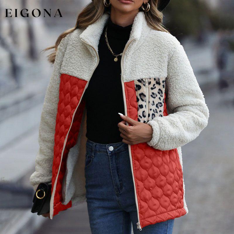 Patchwork Warm Plush Coat Red best Best Sellings cardigan cardigans clothes Sale tops Topseller