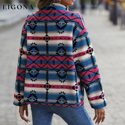 Casual Geometric Print Coat cardigan cardigans clothes tops