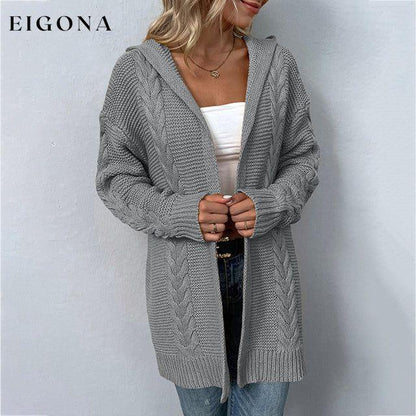 Casual Hooded Knitted Cardigan Gray best Best Sellings cardigan cardigans clothes Sale tops Topseller