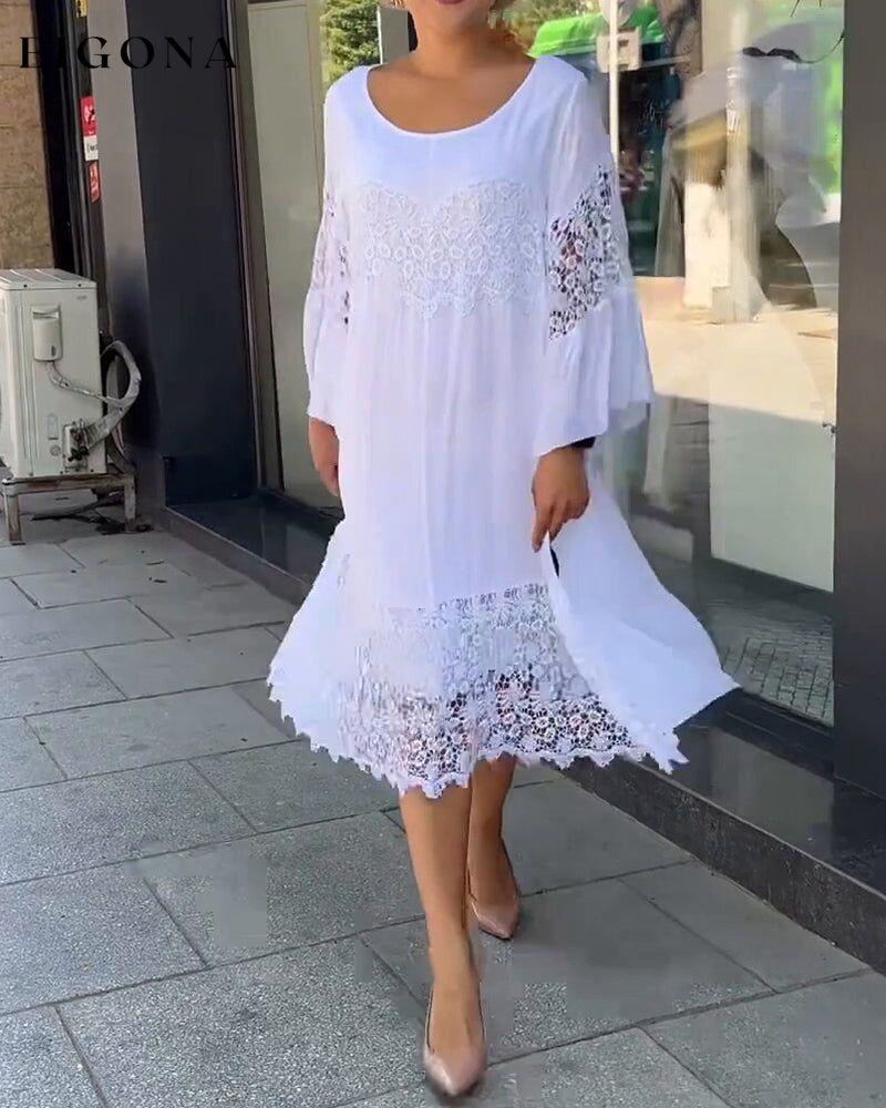 Round neck lace dress 23BF Casual Dresses Clothes Dresses Spring Summer
