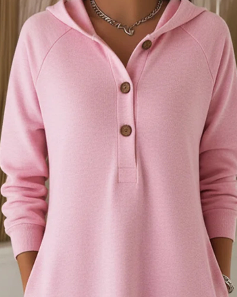 Long-Sleeved Hooded Loose Casual Dress