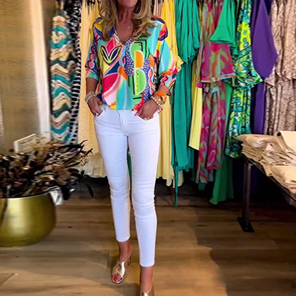 Blusa Estampada Solta Manga Longa