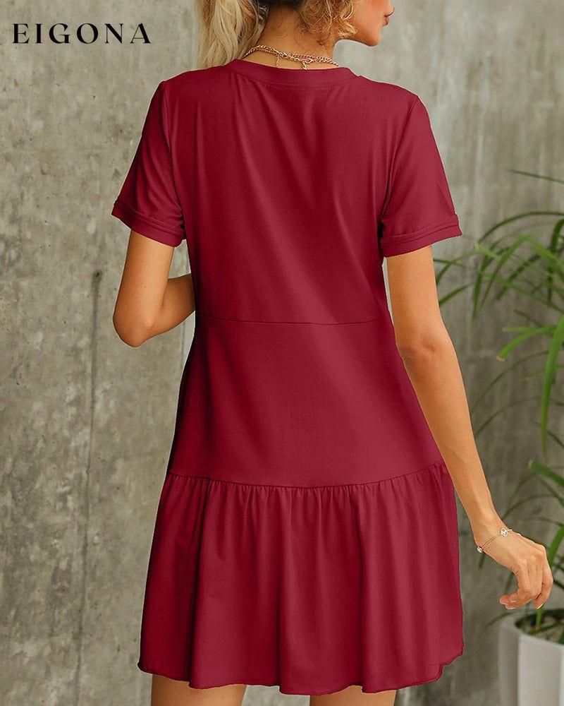 Solid color short sleeve t-shirt dress 23BF Casual Dresses Clothes Dresses Spring Summer