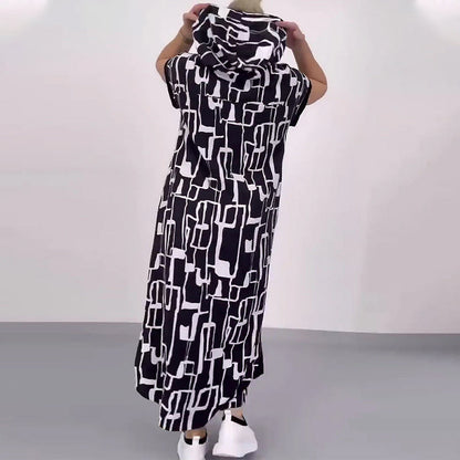 Half-Zip Loose Contrast Dress