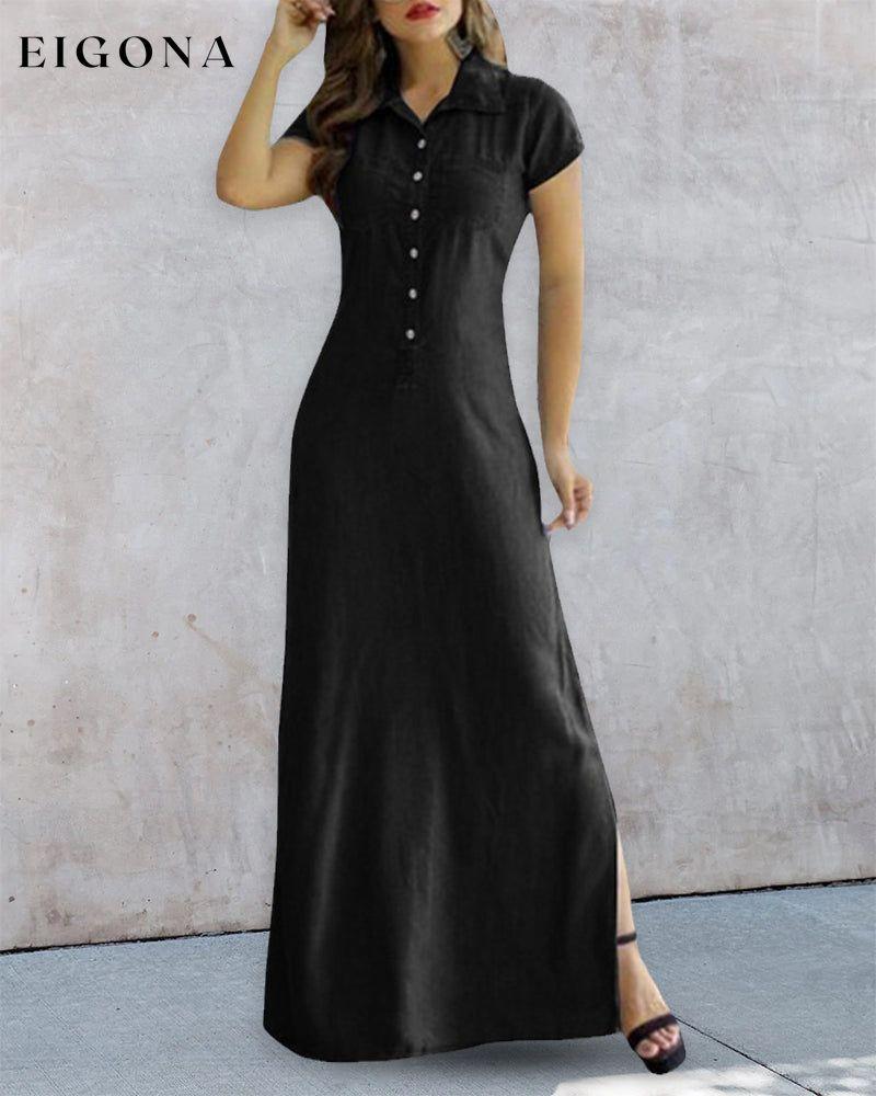 Faux Denim Dress Black 23BF Casual Dresses Clothes Dresses Spring Summer