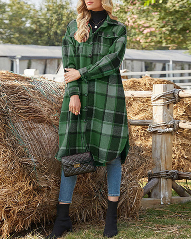 Buttoned lapel plaid coat 2024 f/w coats