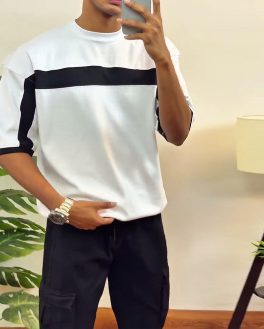 Casual Contrast Color Men's Versatile T-Shirt