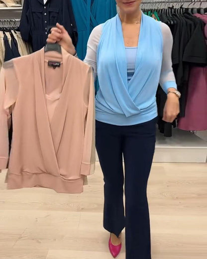 Sheer Cross Collar Blouse