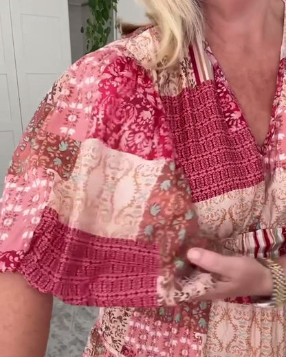 Oversize-Kleid mit Puffärmeln und Print