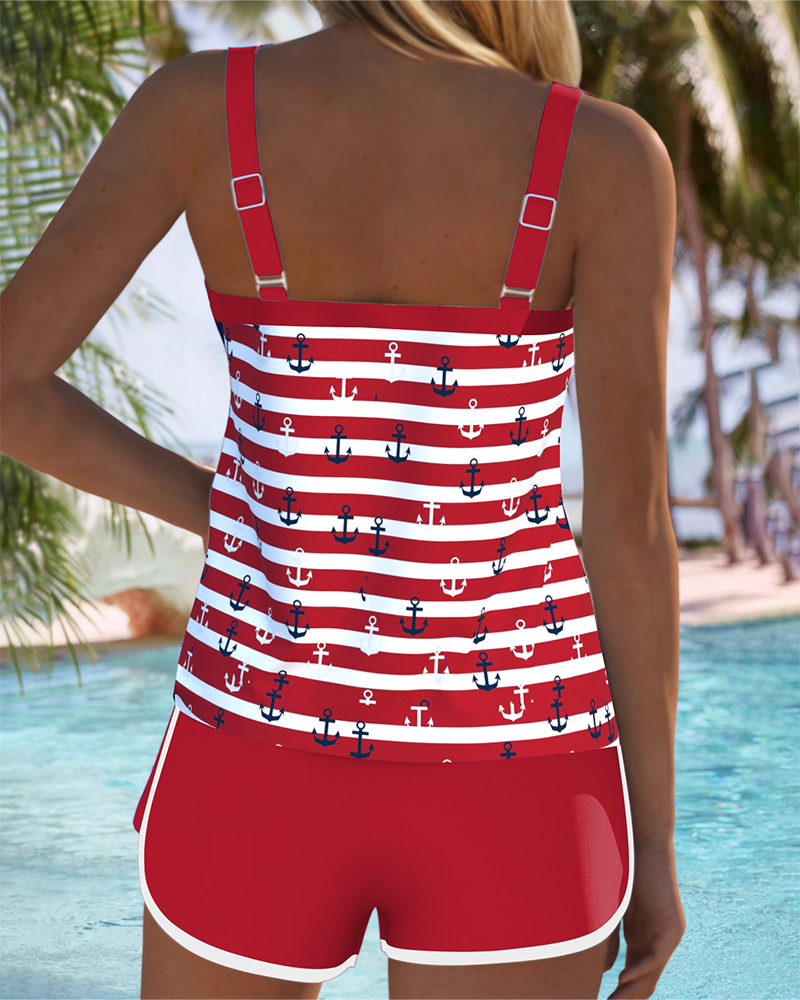 Badeanzug mit bedruckten Strapsshorts