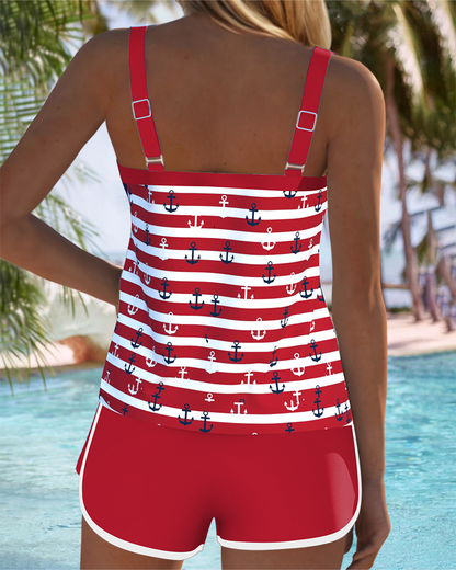 Badeanzug mit bedruckten Strapsshorts