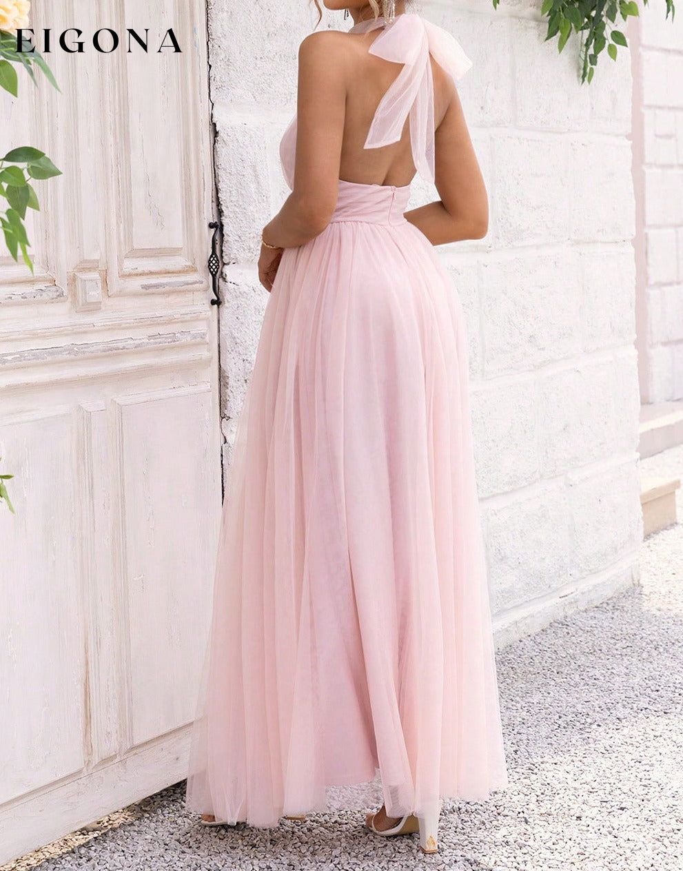 Halter Neck Backless Mesh Maxi Dress clothes dress dresses evening dress evening dresses long dress long dresses maxi dress Ringing-N Ship From Overseas