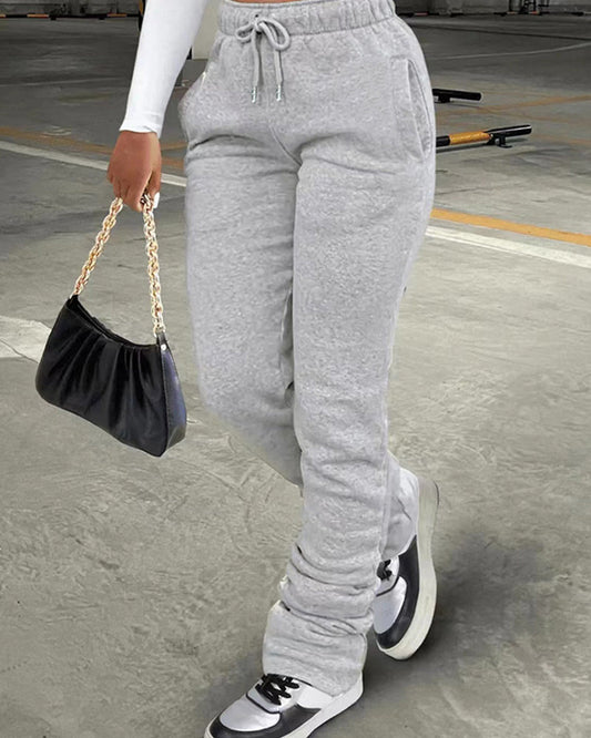 Solid color drawstring sweatpants