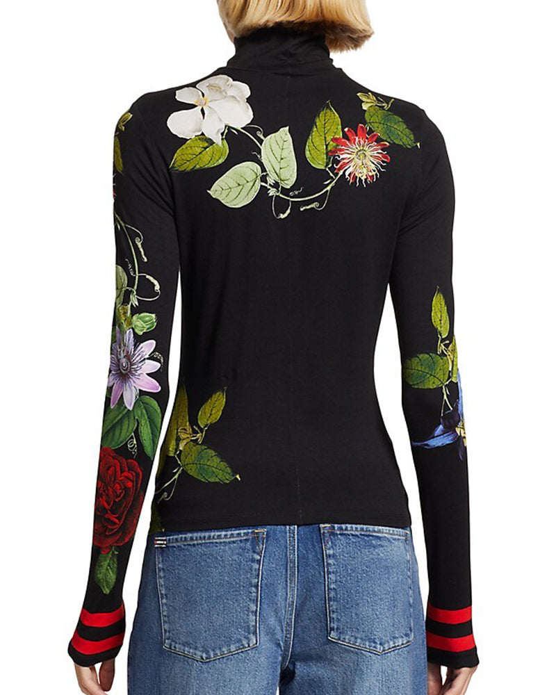 Floral print turtleneck elegant top 2023 f/w 202466 23BF blouses & shirts