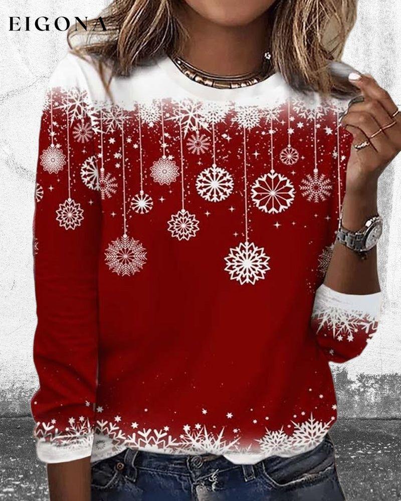 Snowflake print casual top 2023 f/w 23BF blouses & shirts christmas Clothes spring