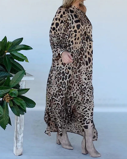 Fashionable Leopard Print Maxi Dress