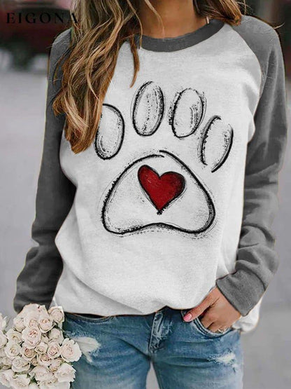 Women's Paw In Love Print Casual Sweatshirt