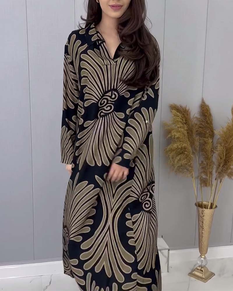 Retro loose dress with lapel 2024 f/w casual dresses spring