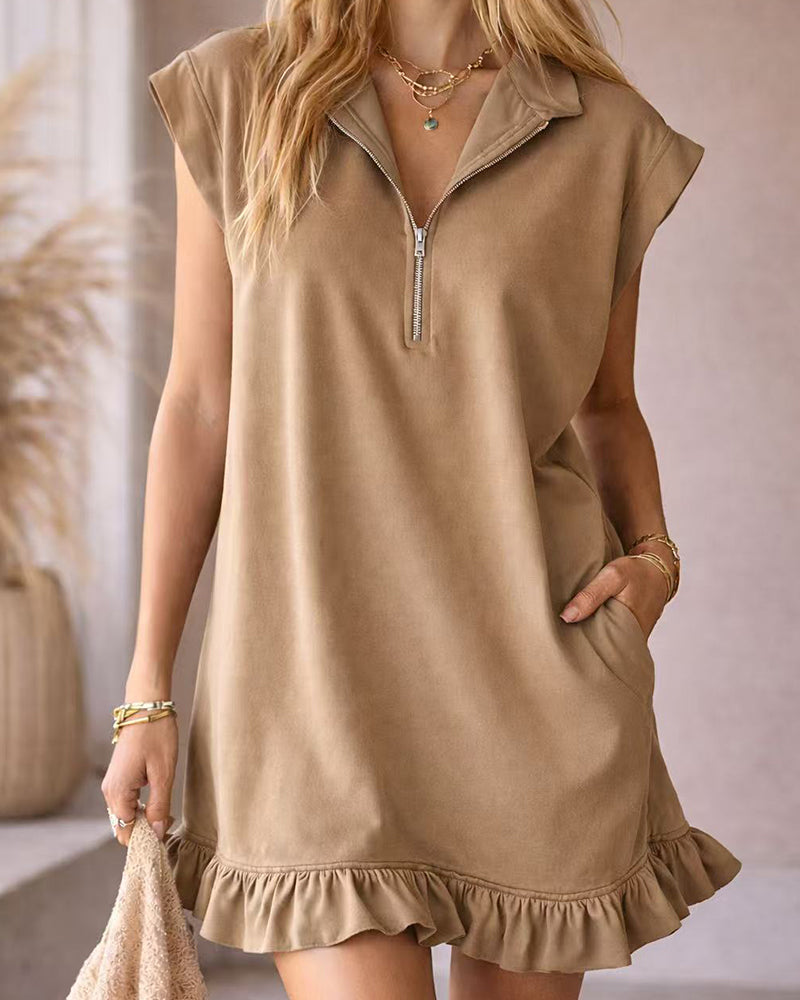 Sleeveless Zipper Casual Dress