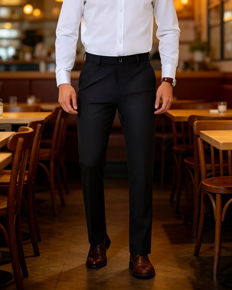 Men's Stretch Iron-Free Golf Pants, Expandable Waist Business Casual Trousers