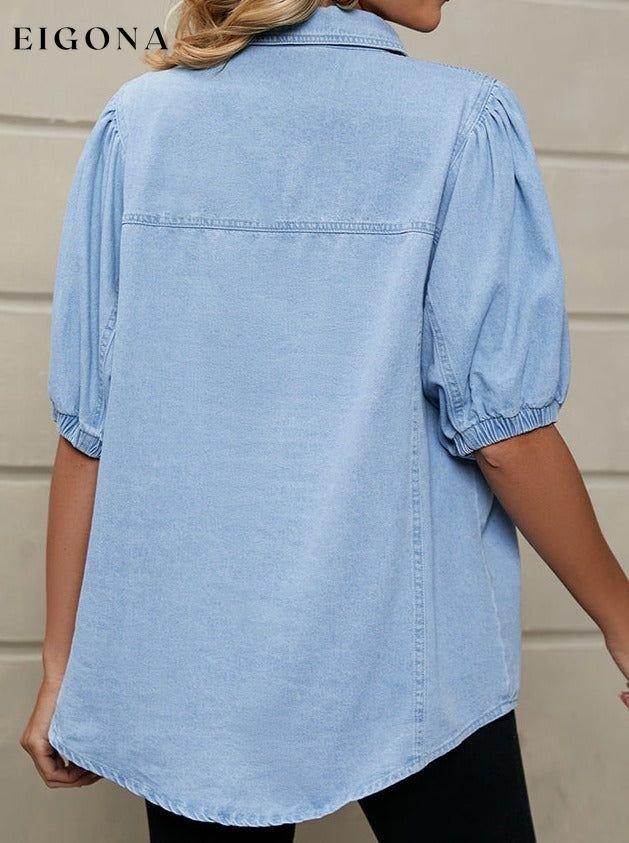 Puff Sleeve Denim Shirt Jacket clothes M.F Ship From Overseas Shipping Delay 09/29/2023 - 10/02/2023 trend