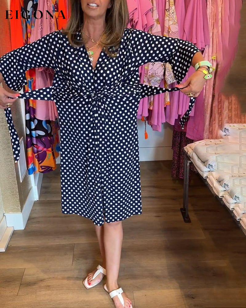 Bell sleeve polka dot print dress casual dresses summer