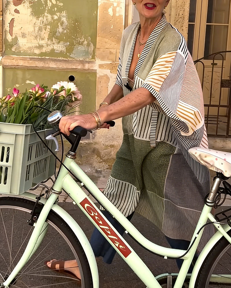 Plaid Striped Patchwork Loose Dress