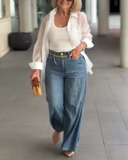 Solid Color Fashionable Lapel Shirt