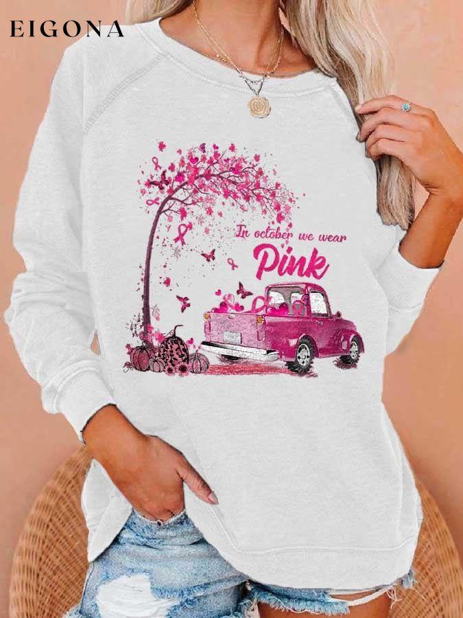 Butterfly Pumpkin In October We Wear Pink Printed Sweatshirt fall sale