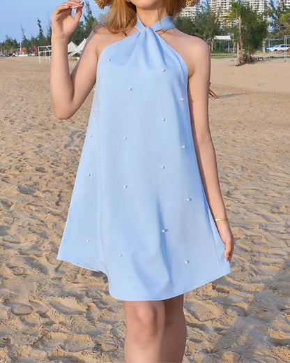 Elegant Cross Halter Straight Dress