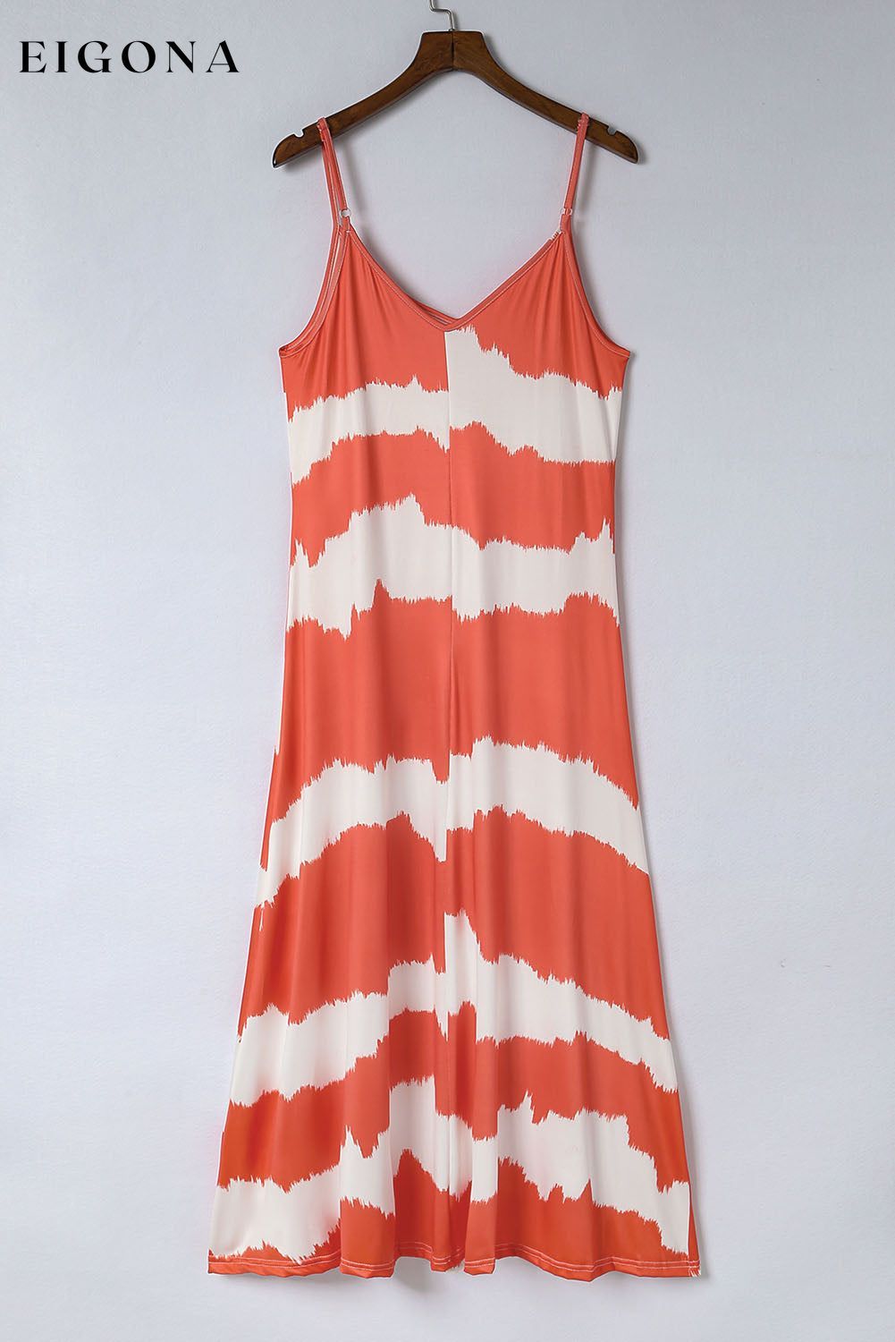 Orange Tie Dye Striped Spaghetti Straps Maxi Dress clothes Craft Tie Dye DL Mediterranean dress dresses Occasion Vacation Print Color Block Season Summer Size S To 2XL Sleeve Sleeveless Style Casual