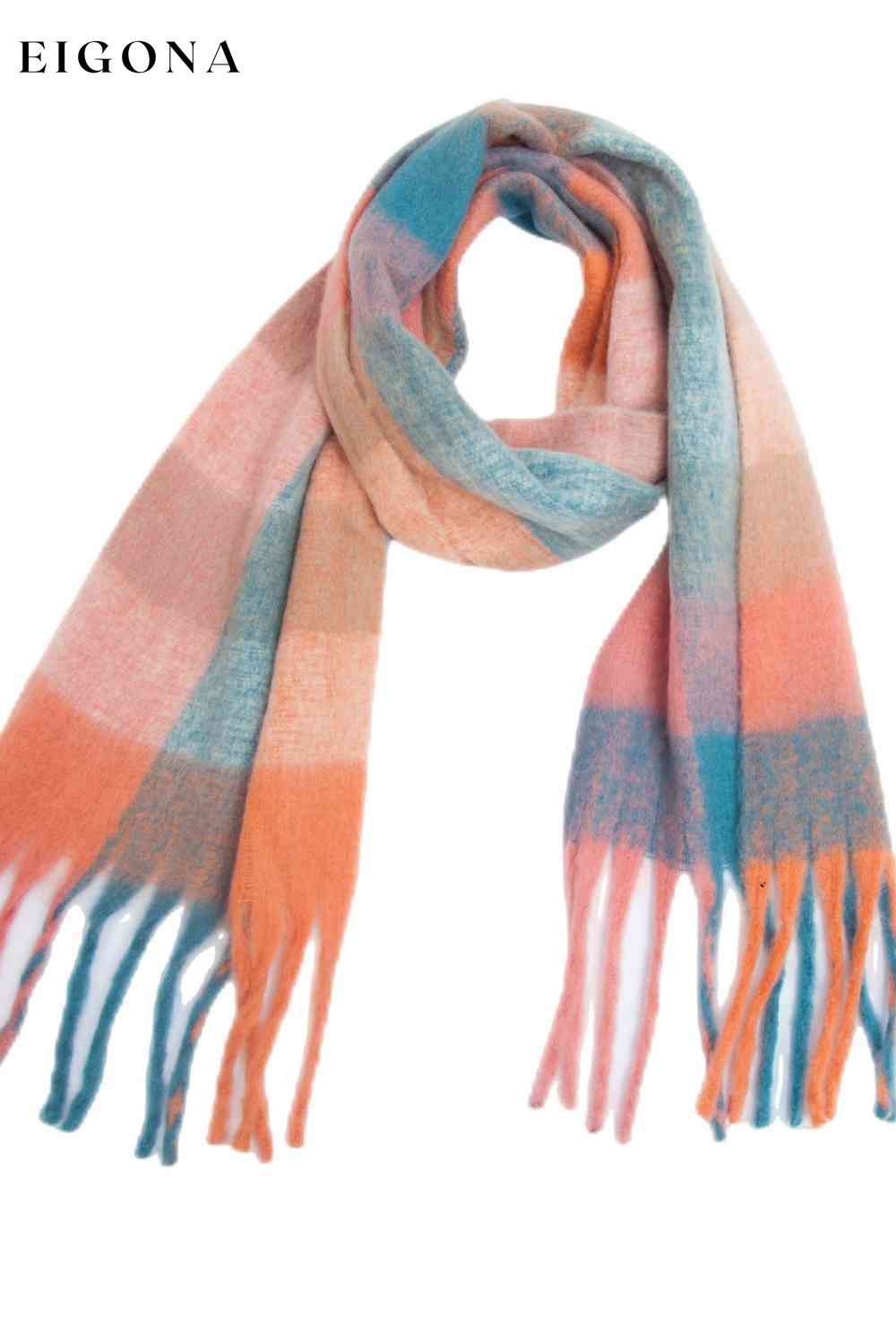 Fringe Detail Polyester Scarf Style J One Size clothes J*H misc scarf Ship From Overseas