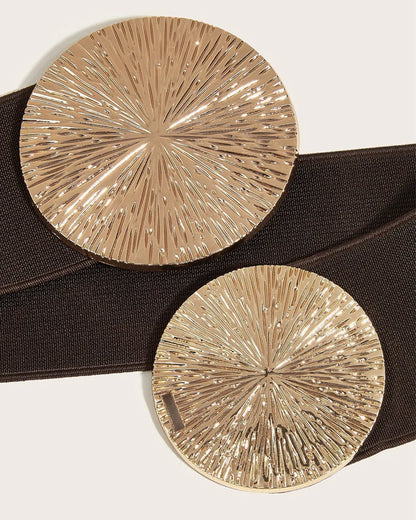 Dames Vintage Elastische Riem Met Gouden Gesp