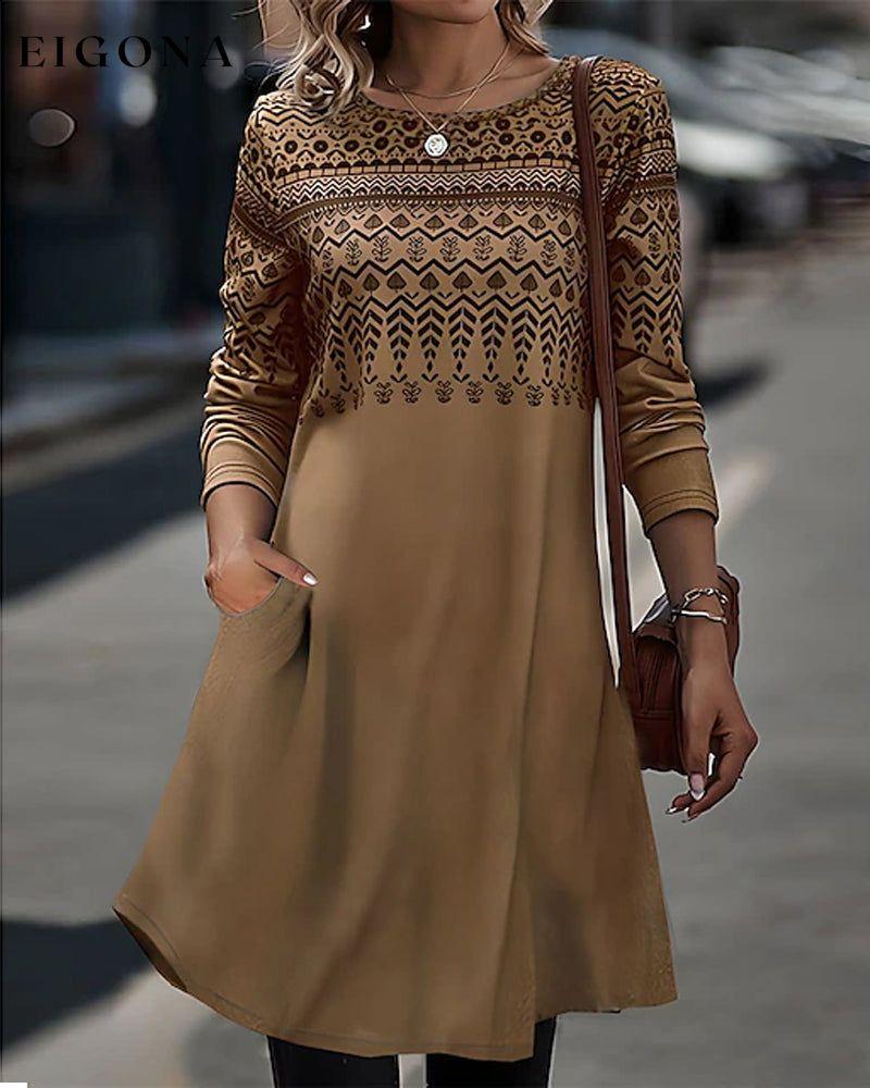 Elegant printed dress Coffee 2023 f/w 23BF casual dresses Clothes Dresses spring