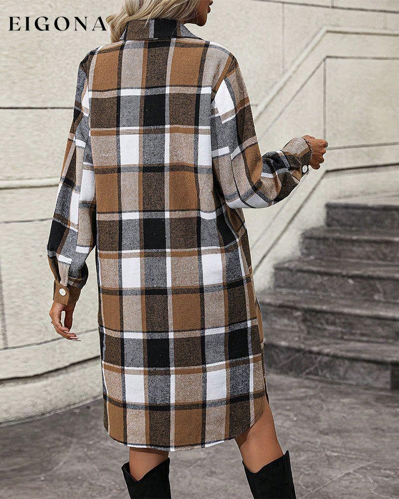 Plaid Lapel Shift Dress 2023 f/w 23BF casual dresses Clothes Dresses spring