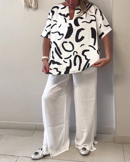 Short-Sleeve Geometric Print T-Shirt