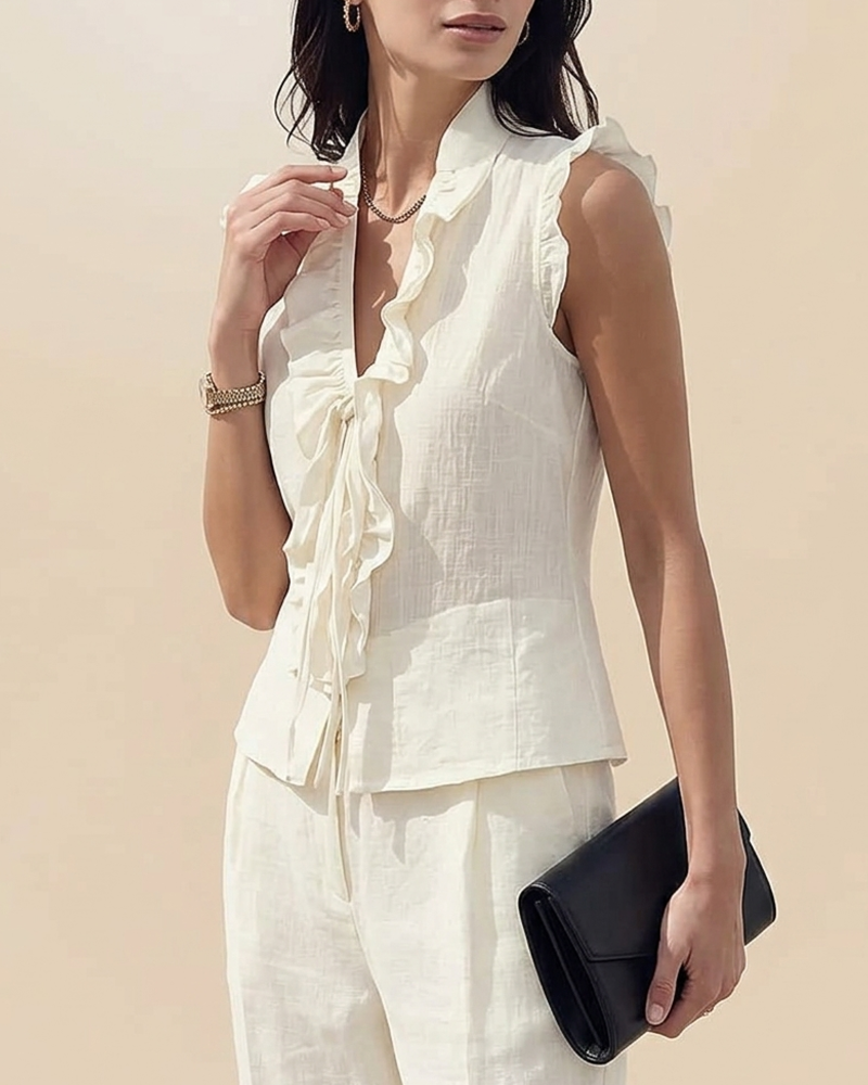 Elegant Strappy Ruffle Blouse