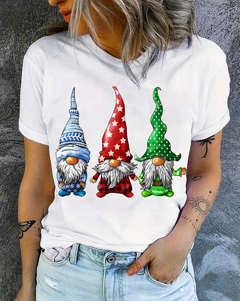 Christmas cartoon character print short sleeve T-shirt 2024 f/w christmas spring summer t-shirts