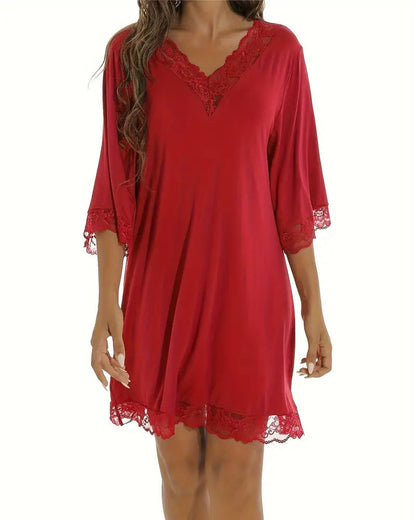 Lace Panel V-Neck Dress Underwear