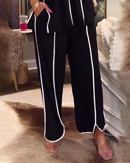 Casual Temperament Sleeveless V-neck Two-piece Sets