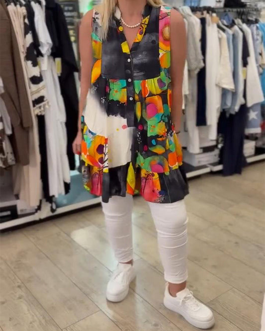 Retro Fashion Sleeveless Printed Tank Top