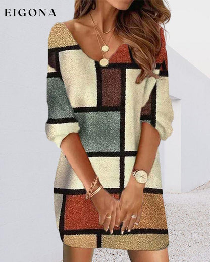 Elegant color block dress 1.00 - 1.50 carats 2023 f/w casual dresses Clothes Dresses