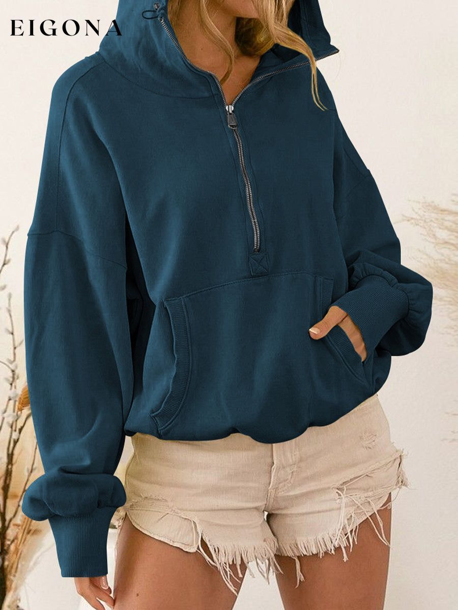 Zip-Up Dropped Shoulder Hoodie clothes hoodie long sleeve MDML Ship From Overseas Shipping Delay 09/29/2023 - 10/02/2023 sweater sweaters Sweatshirt trend