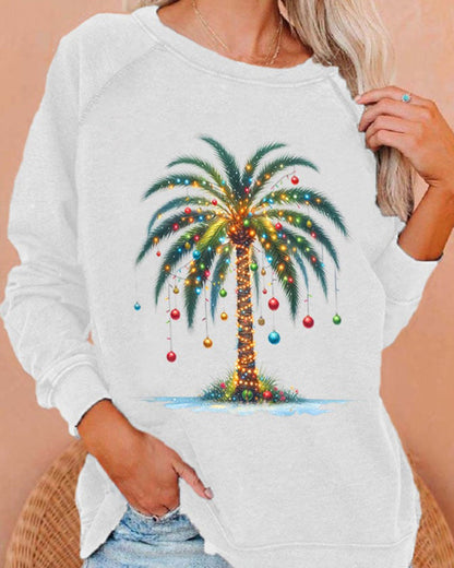 Women's Christmas Palm Tree Print Casual Sweatshirt 2024 f/w christmas sweatshirts