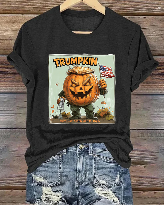 Trumpkin lettering pumpkin print T-shirt 2024 f/w halloween spring summer t-shirts