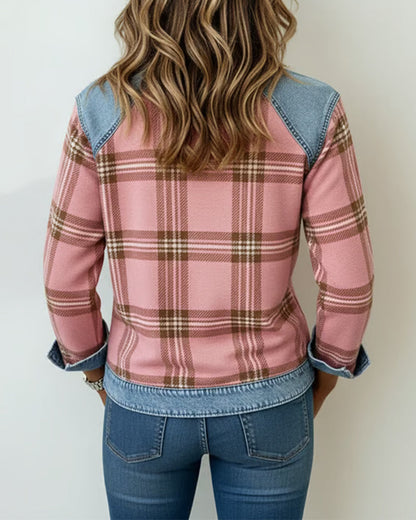 Patchwork Plaid Print Sweatshirt