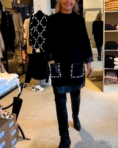 Vestido casual con cuello redondo y bolsillos