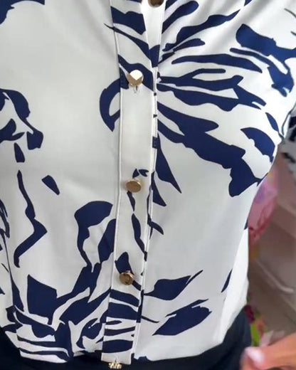 Lapel Printed Long Sleeve Shirt