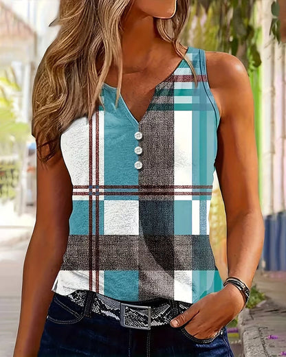 Sleeveless Plaid Tank Top